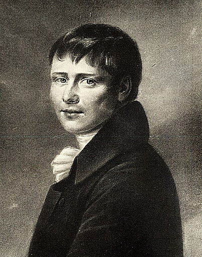 Portrait Heinrich von Kleists. Reproduktion einer Zeichnung von Peter Friedel.