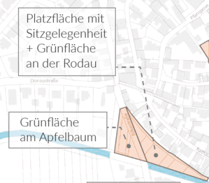 Kartenfläche mit dem Projektgebiet des Grünzugs
