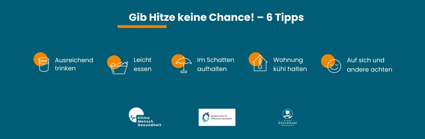 Tipps zum Hitzeschutz, Quelle: Bundesinstitut für Öffentliche Gesundheit
